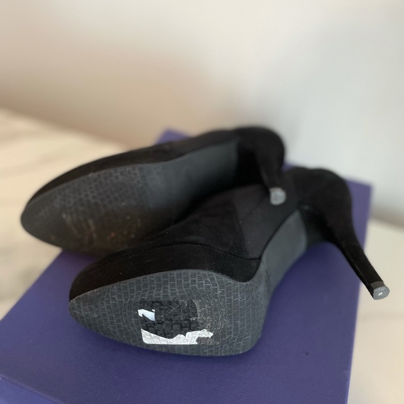 Stuart Weitzman Black Suede Upkeep Platform Ankle Boot 7 - Picture 8 of 9
